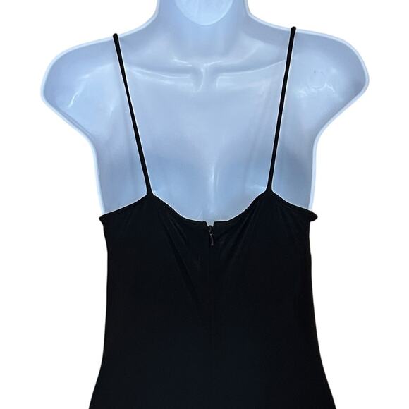 Vintage 90s Black Slip Dress Silk Trim Whimsigoth Quiet Luxury Size 6 - Picture 6 of 10